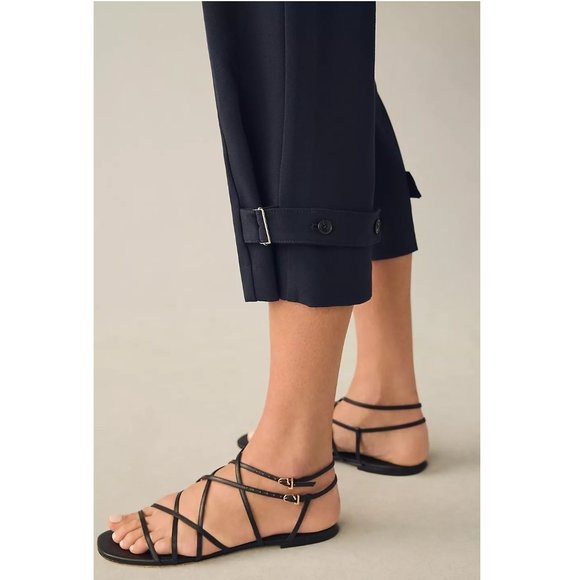 Anthropologie Maeve Pleated Capri Pants Navy Blue - Size 14 - Picture 4 of 10